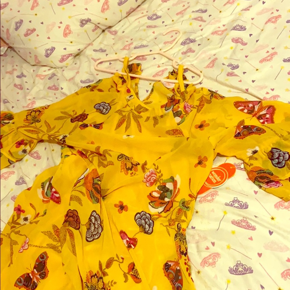 Yellow floral long sleeve dress